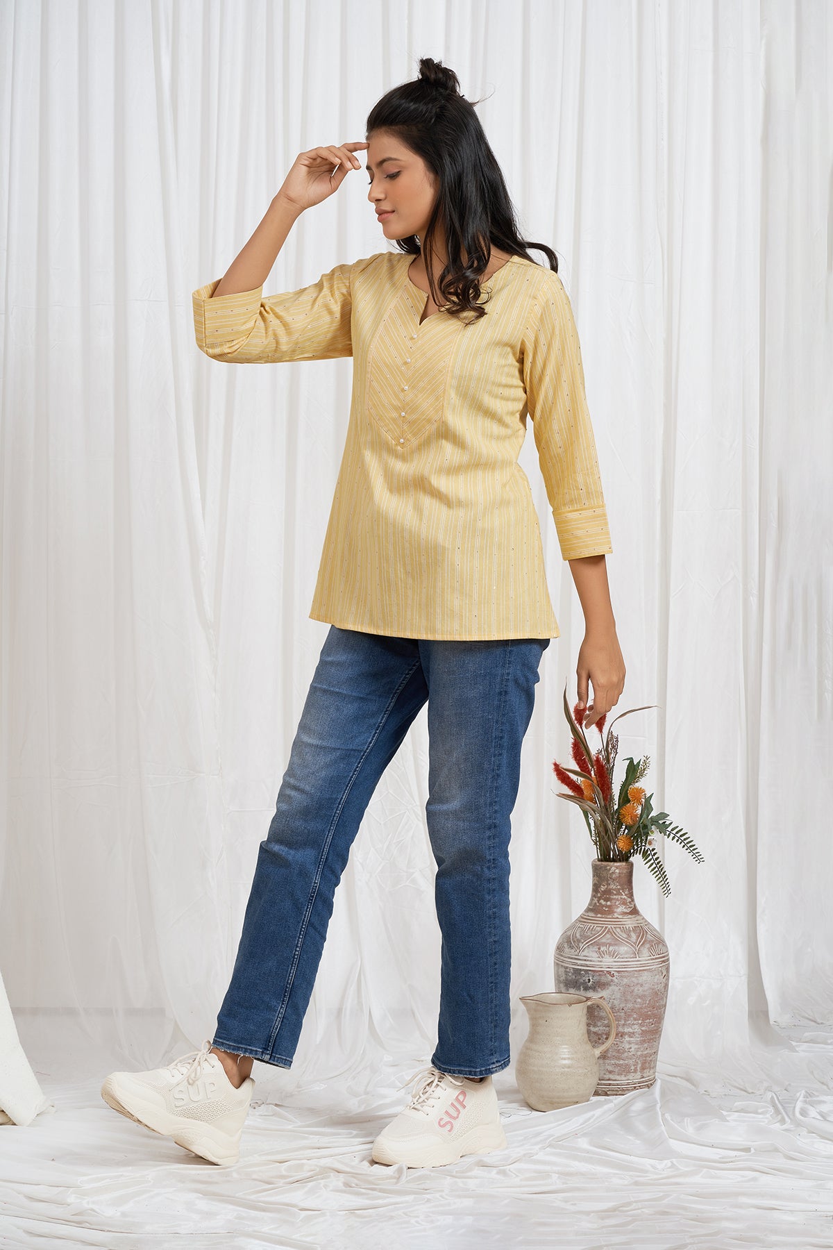 Playful Sequence Weaved Tunic