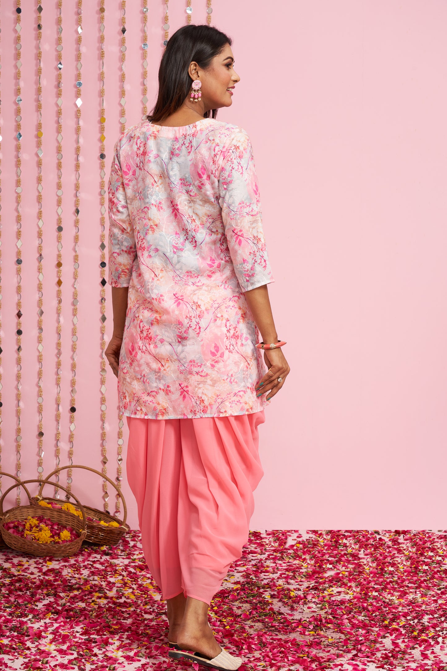 Floral Printed Kurti With Dhoti Pants