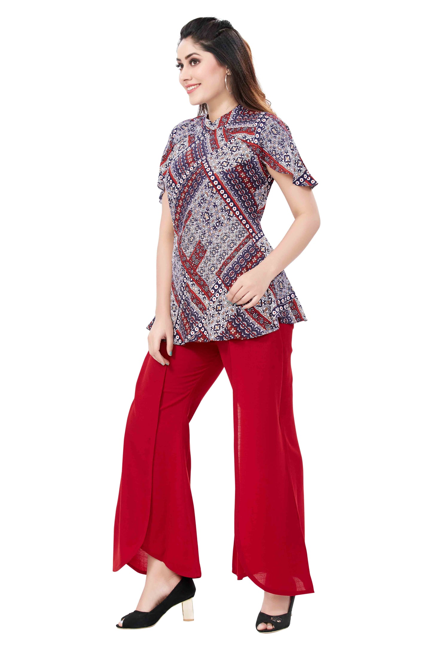 Cape Sleeve Tunic With Tulip Pants