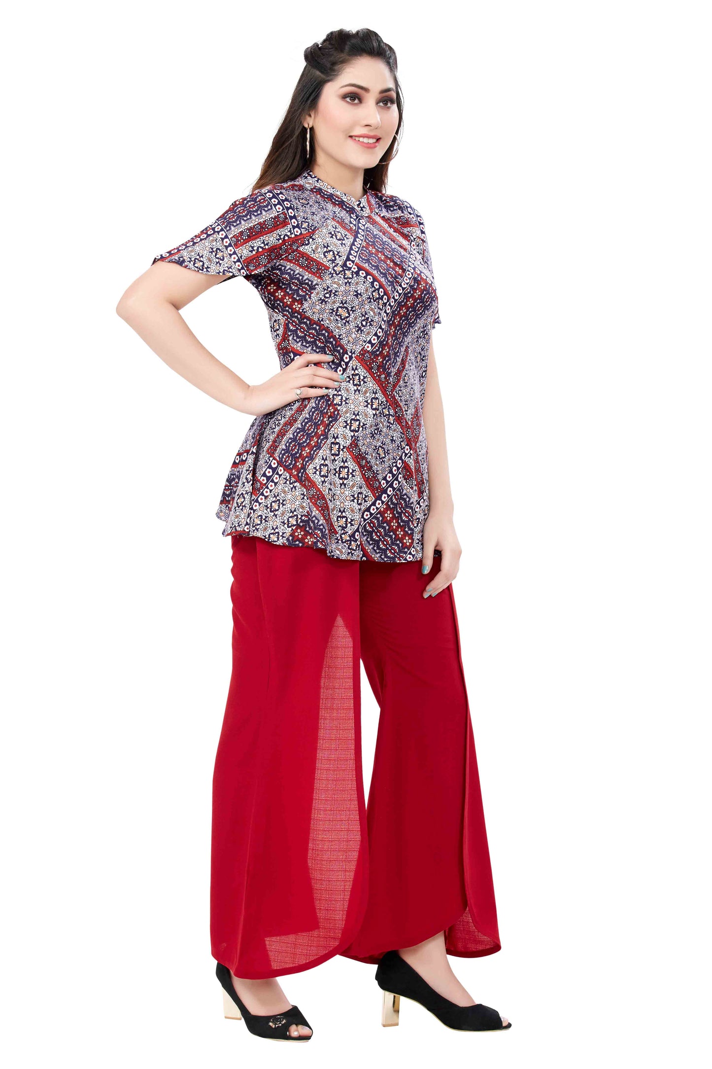 Cape Sleeve Tunic With Tulip Pants