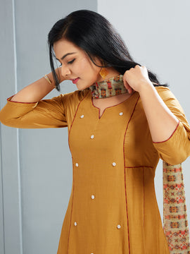 Embroidered Kurti With Printed Dupatta