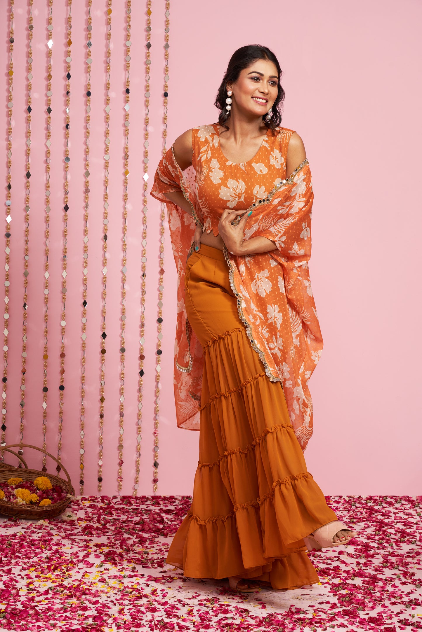 Gharara Set With Floral Printed Jacket