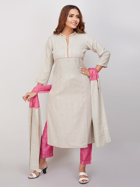 Fusion Kurti Set With Embroidery And Print