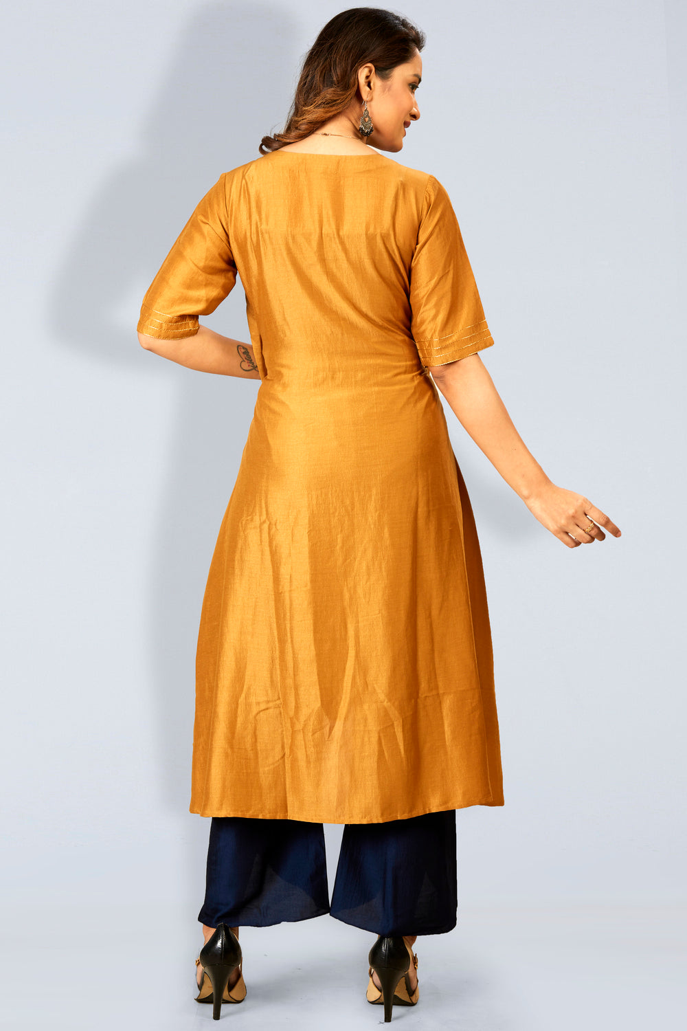 Womens Cotton casual thread work brown color kurti pants  ajmeraretail