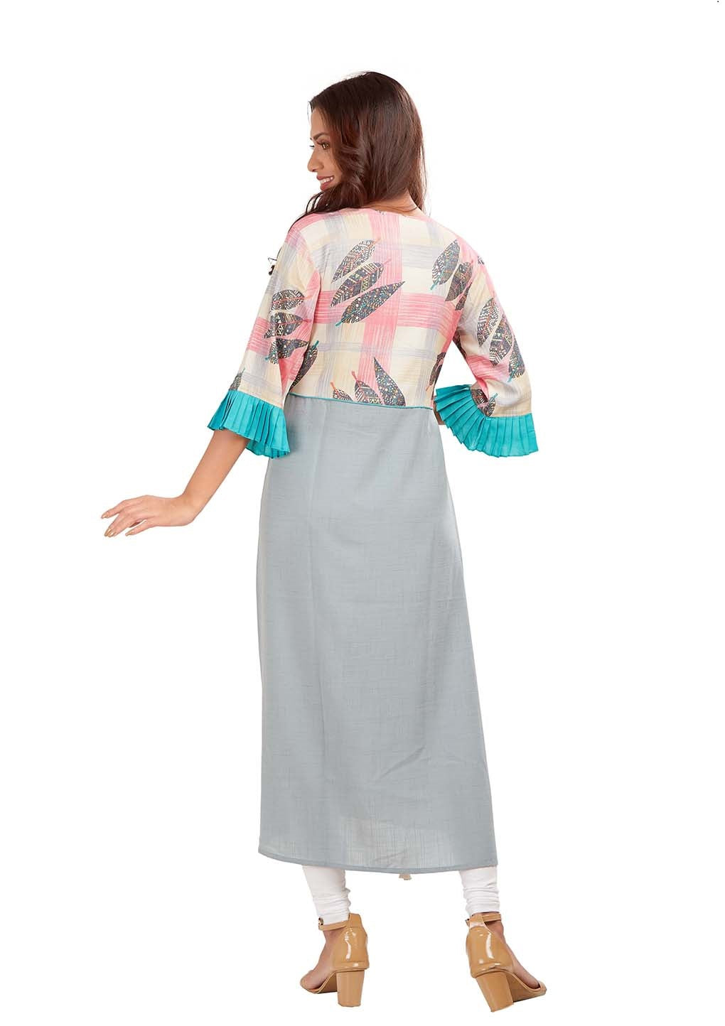 Smart Casual Printed And Pleated Kurti