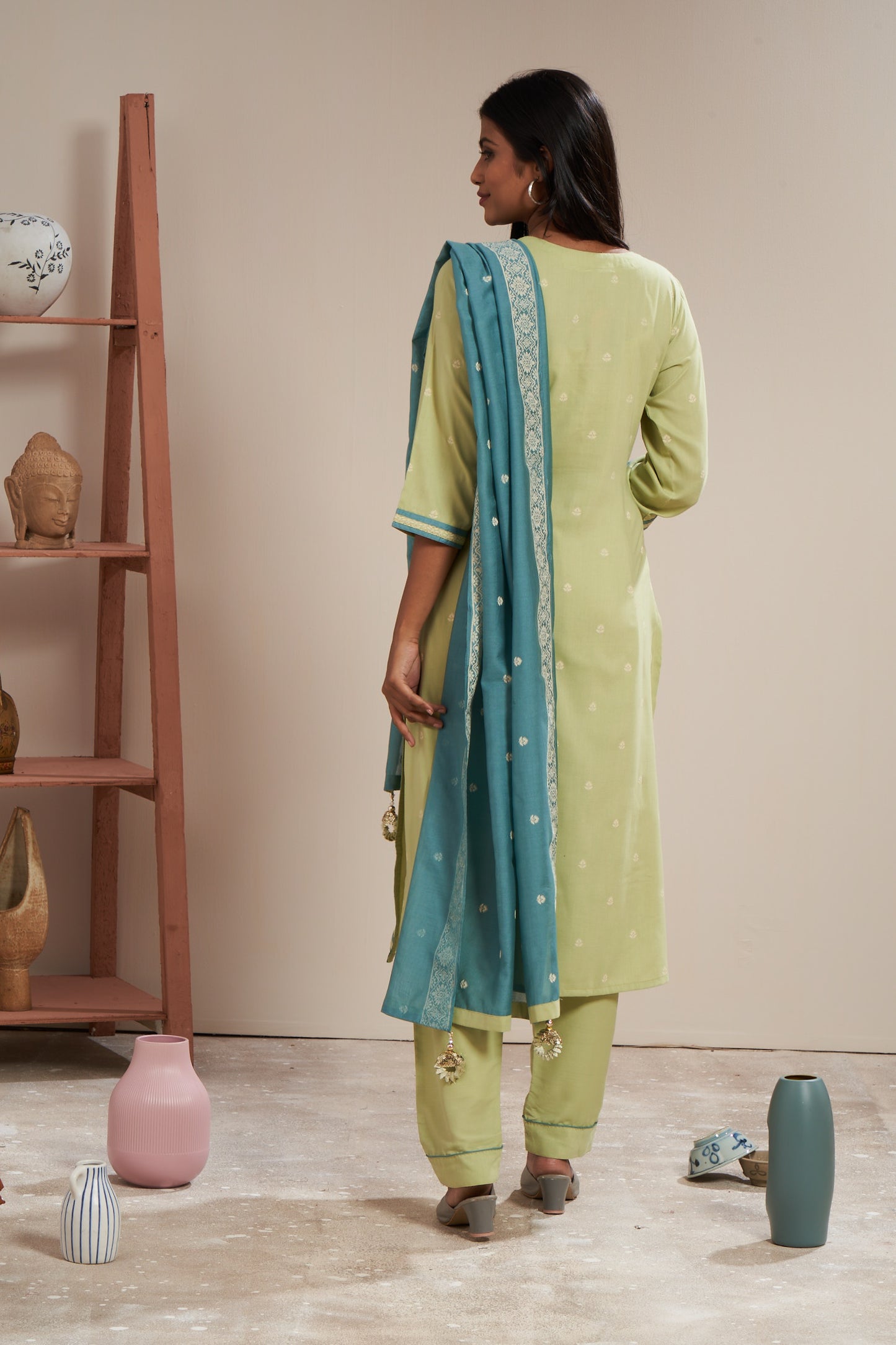 Rubber Printed Kurti Set With Dupatta