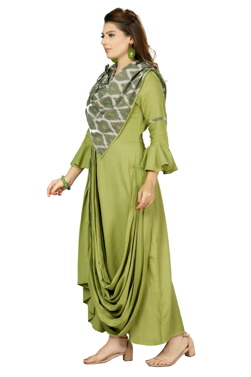 Fusion Wear Kurti with Attached Scarf