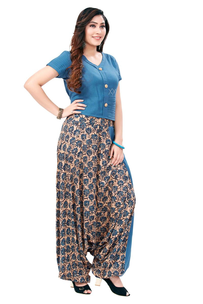 Short Top And Dhoti Set In Fusion Wear