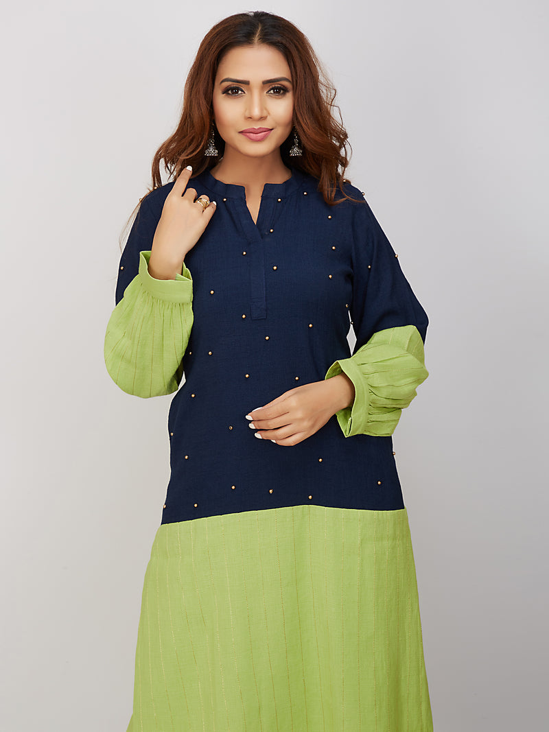 Straight Plain Kurti In Dual Colour With Pant