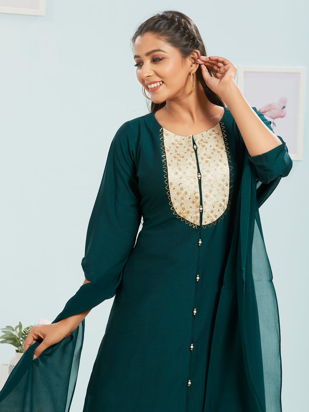 Buy Dark Green Kurta Suit Sets for Women by Janasya Online | Ajio.com