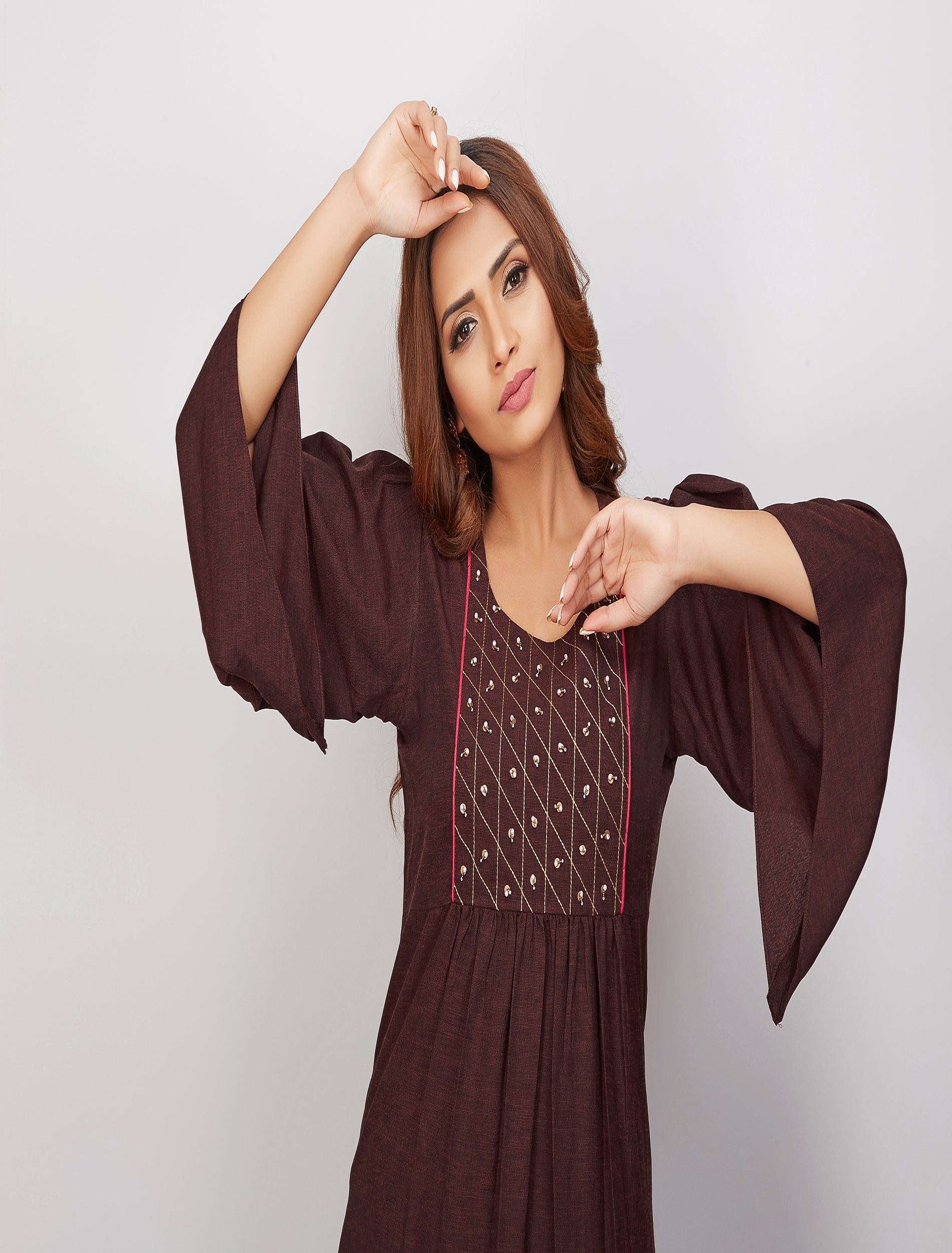 Bell sleeves kurta with palazzo by Crimson | The Secret Label